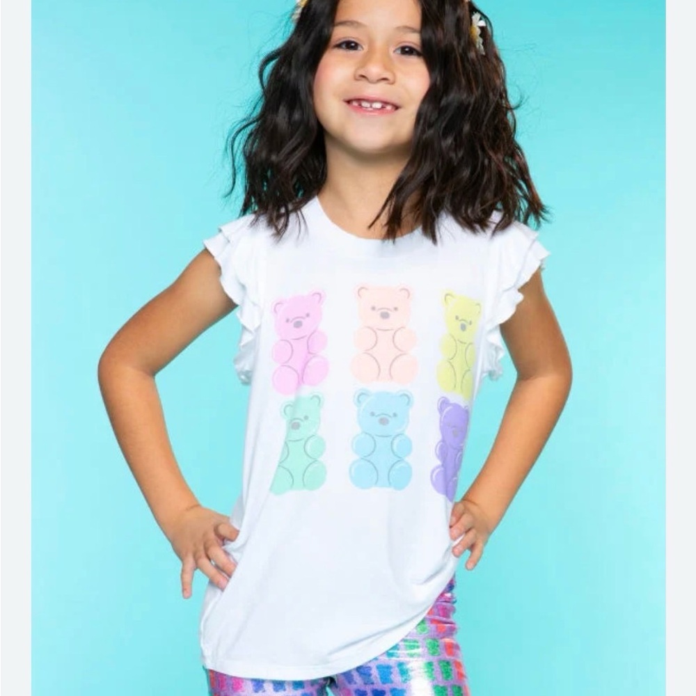 Pixie Lane Kids Short Sleeve Bear Print Tee - White, Pink, Yellow